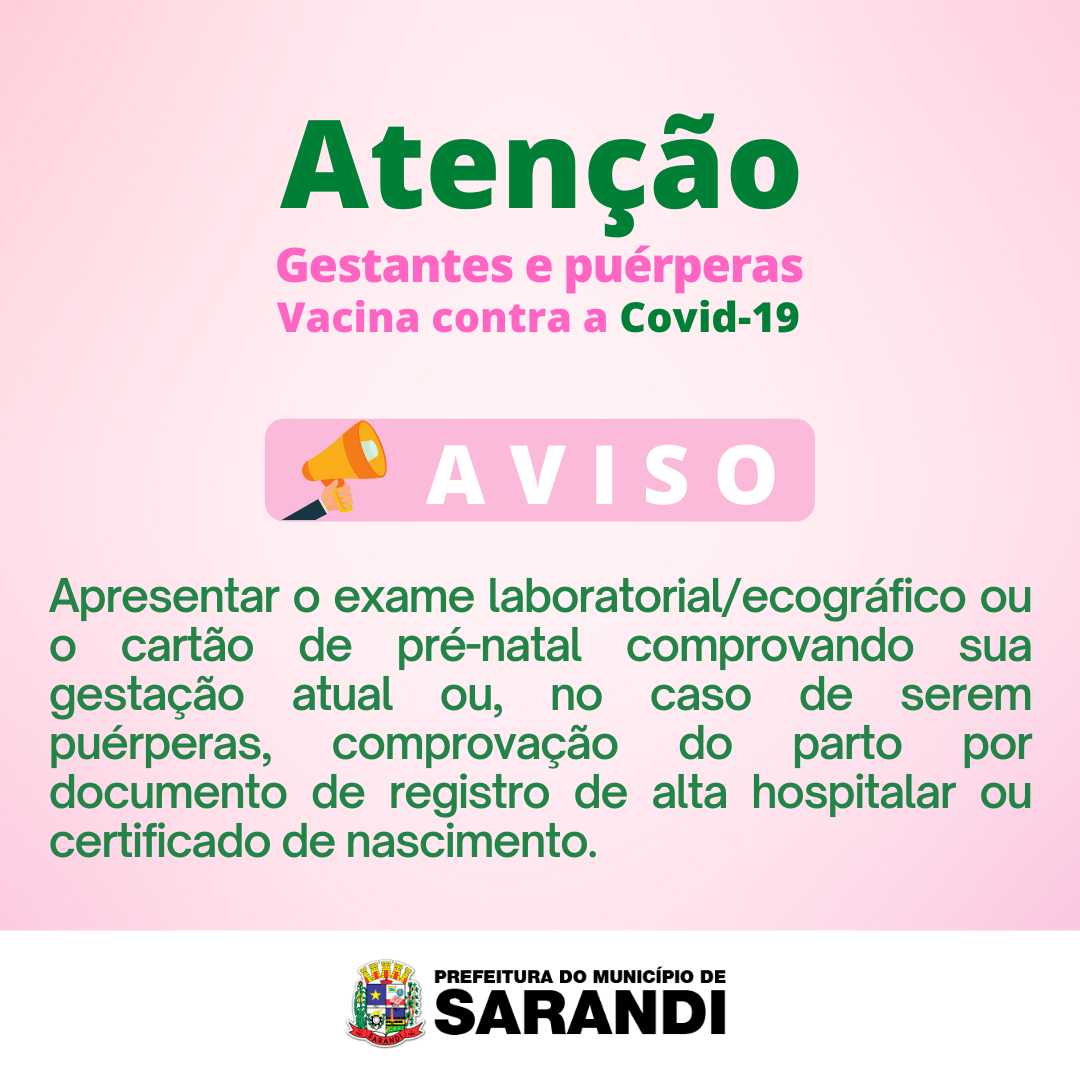 Atenção Gestantes e Puérperas - Vacina contra a Covid-19